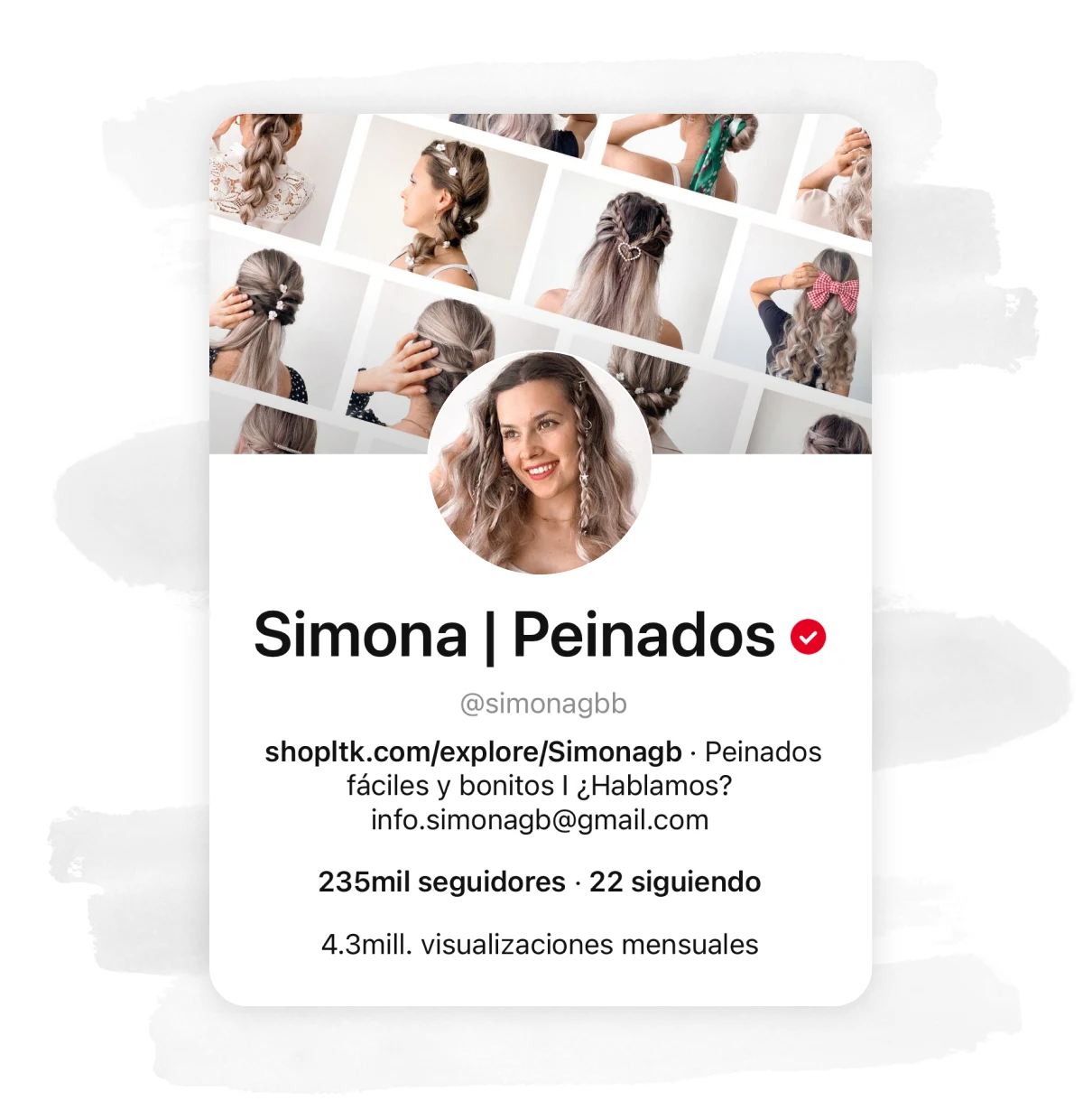 Screenshot of Pinterest profile for Simona Peinados