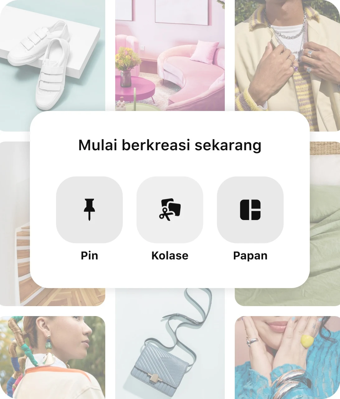 Kolase pin dengan tombol pembuatan pin