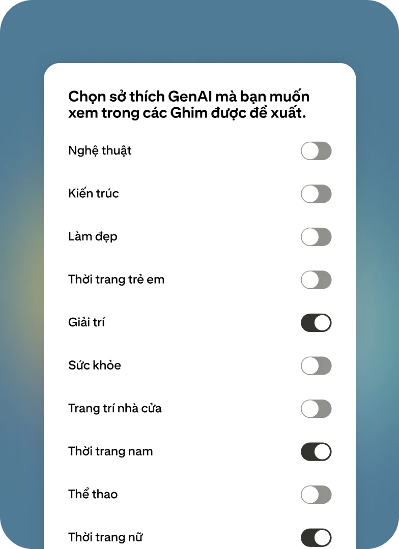 Tính năng điều chỉnh nội dung của Pinterest