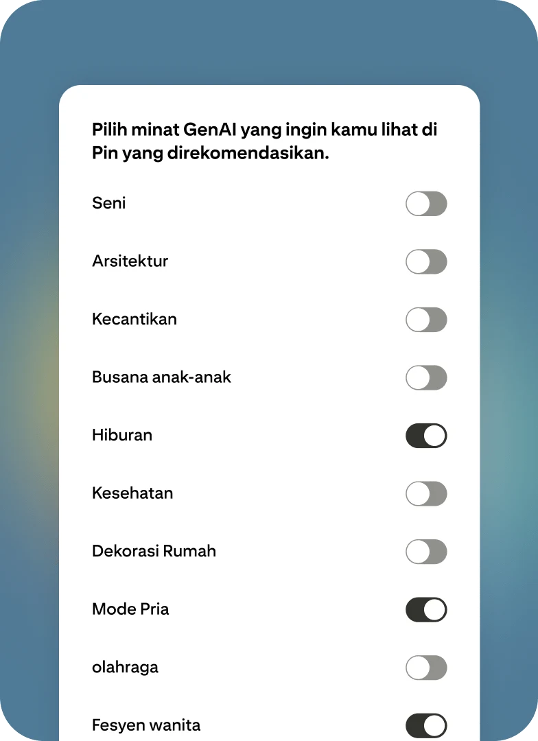 Fitur penyesuai konten Pinterest