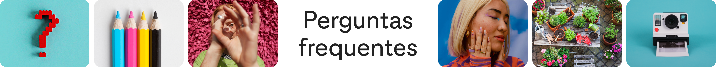  Linha de 6 Pins soletrando "Perguntas frequentes" no centro