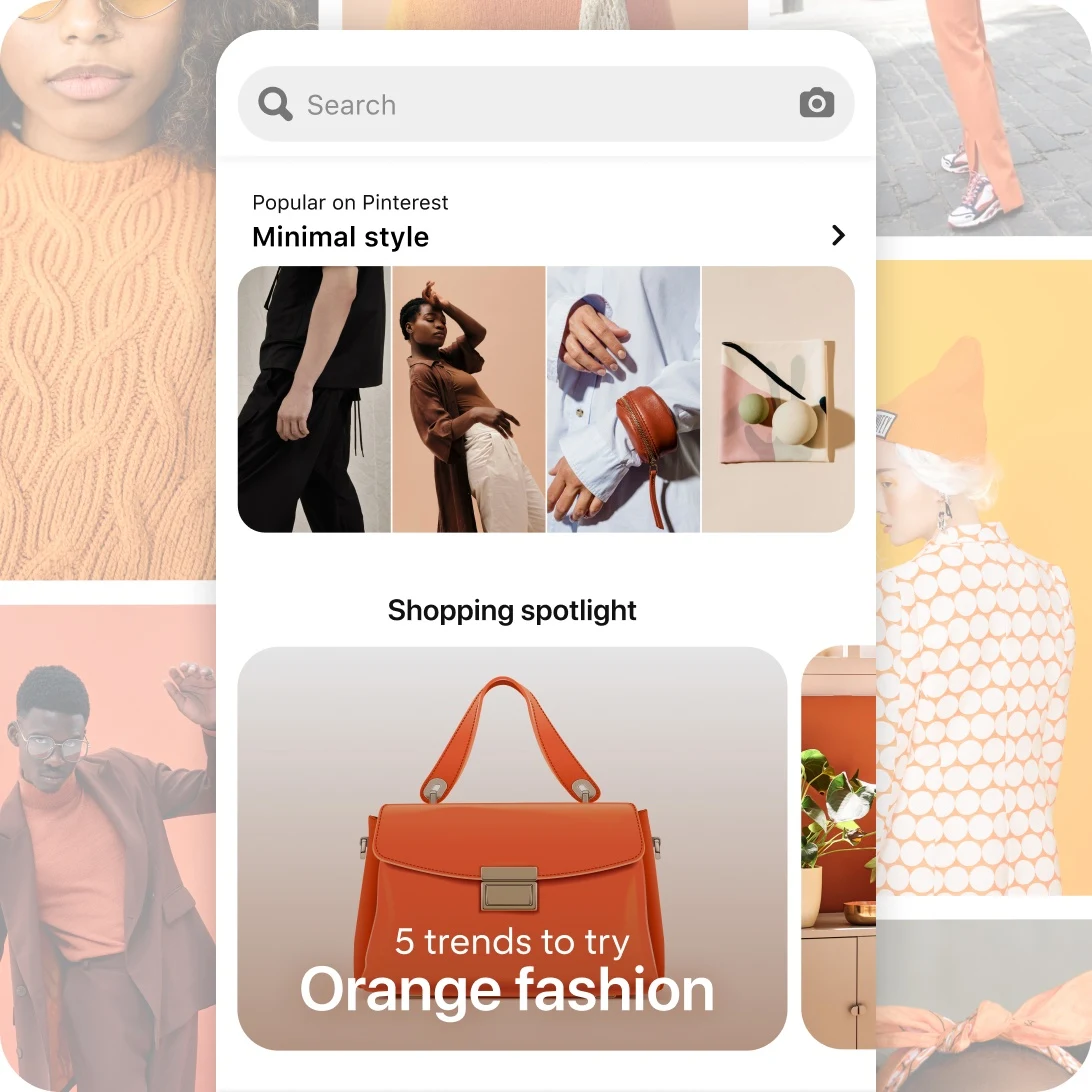 Pin grid with examples of orange fashion trends to try