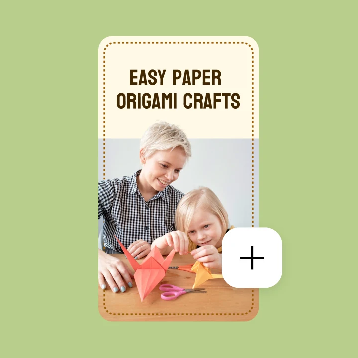 Pin image of a teacher and student making origami crafts