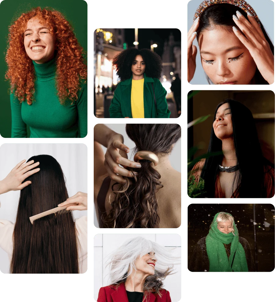 Pin grid with images of different hair types