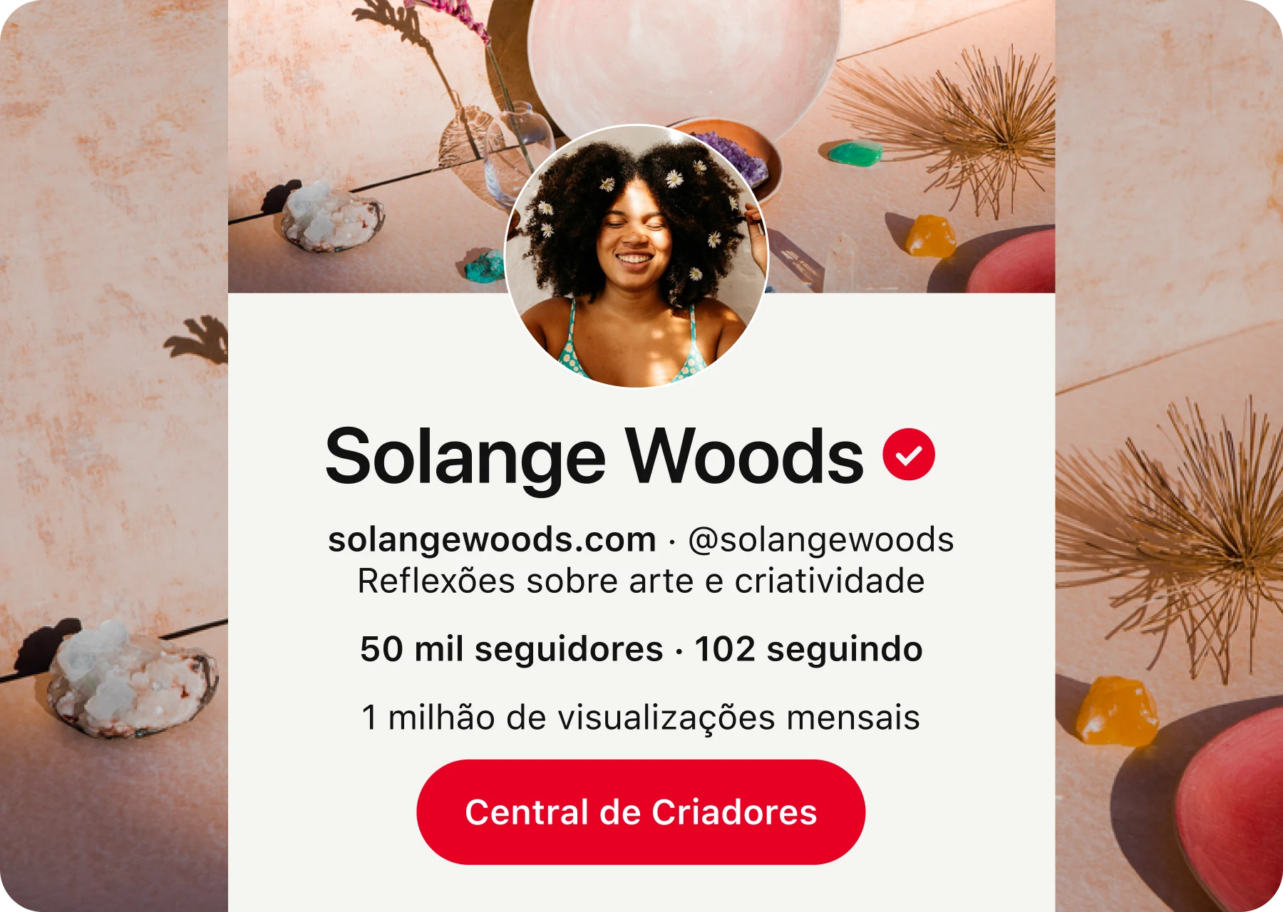 Página do perfil de Solange Woods no Pinterest
