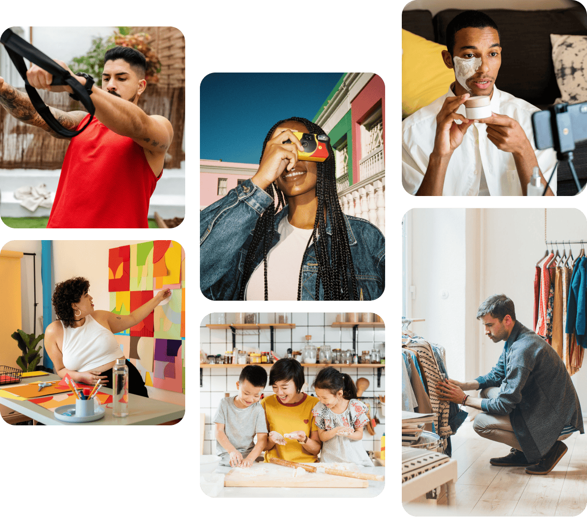 Pin grid of creator images