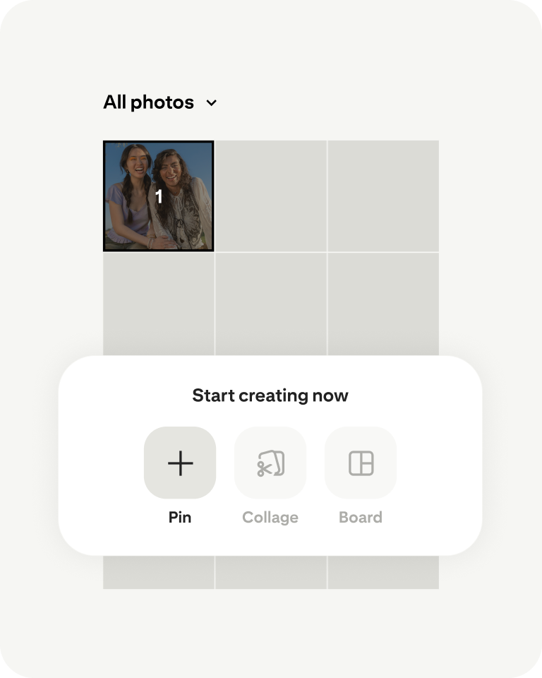 Pinterest app Create Pin screen