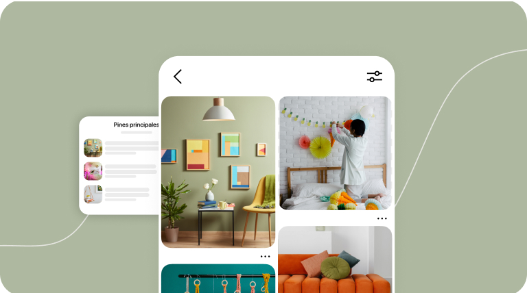 A feed of inspiring Pins beside a list of top Pins