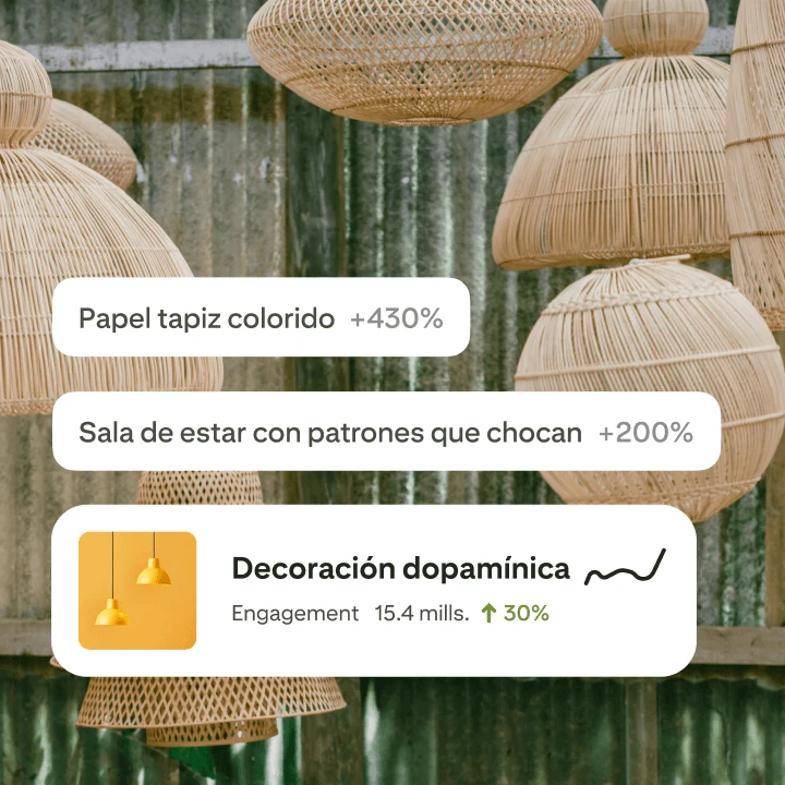 Los resultados de la herramienta de tendencias de Pinterest.