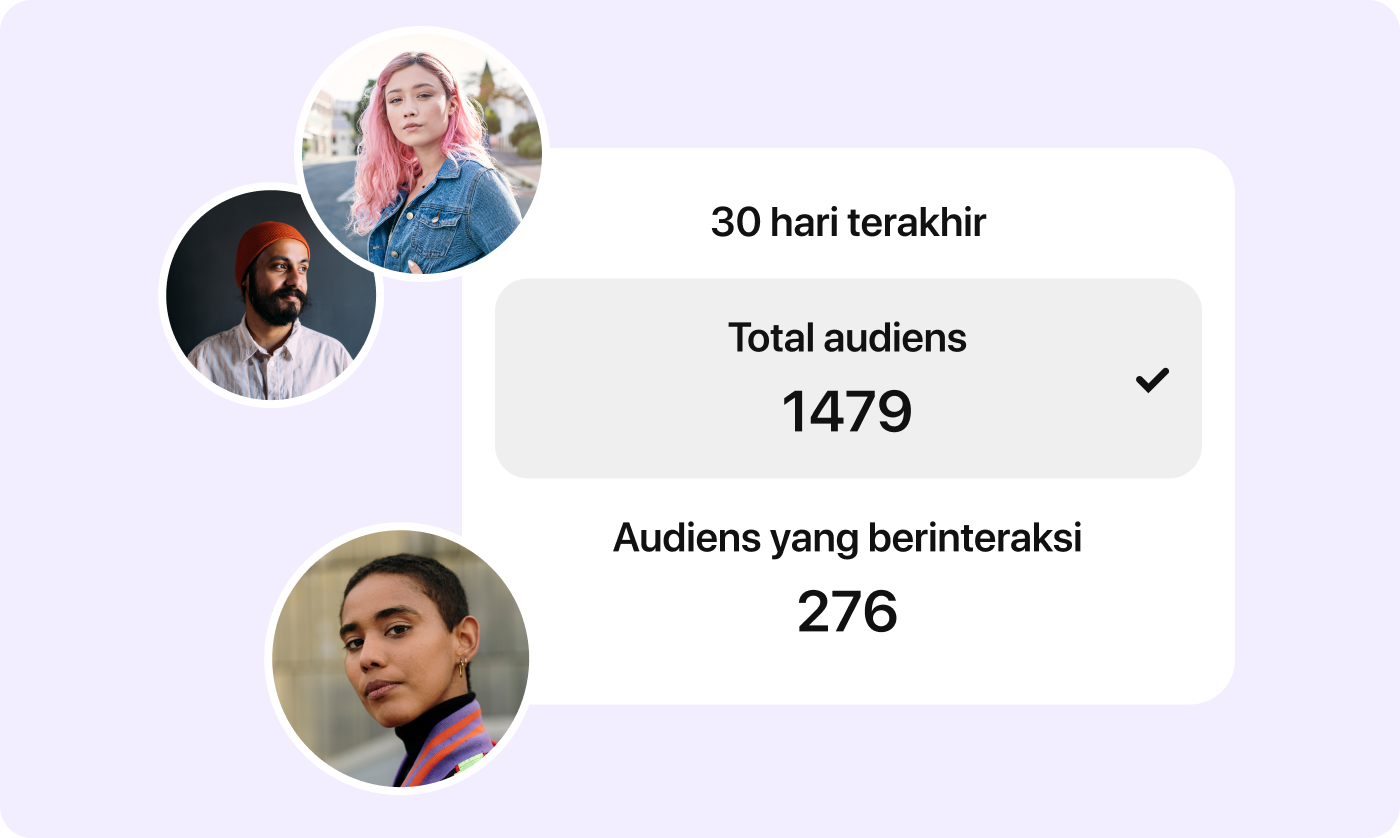 Snapshot alat Wawasan Audiens Pinterest, avatar dari tiga jenis audiens