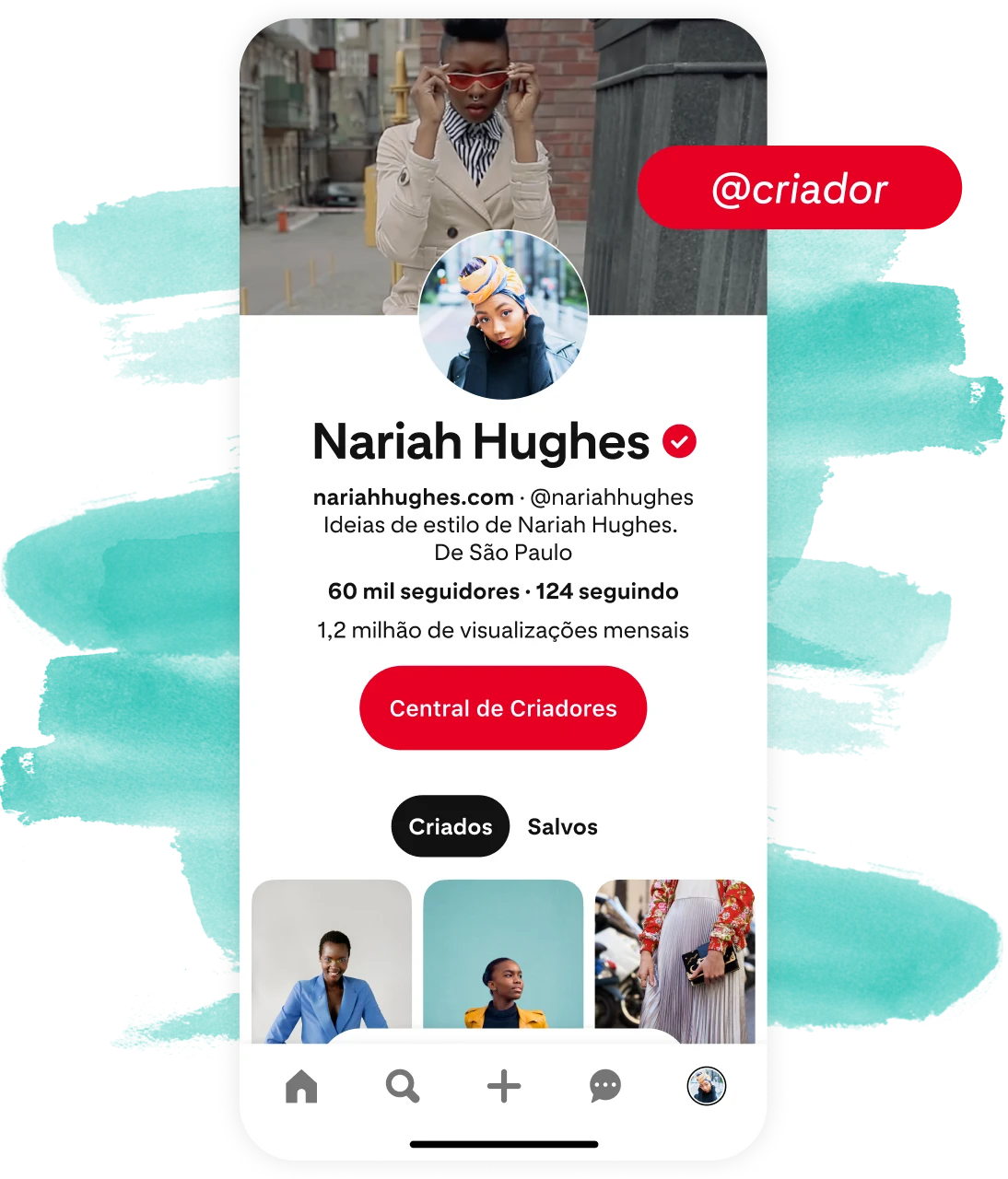 Central de Criadores no perfil de Nariah Hughes no Pinterest