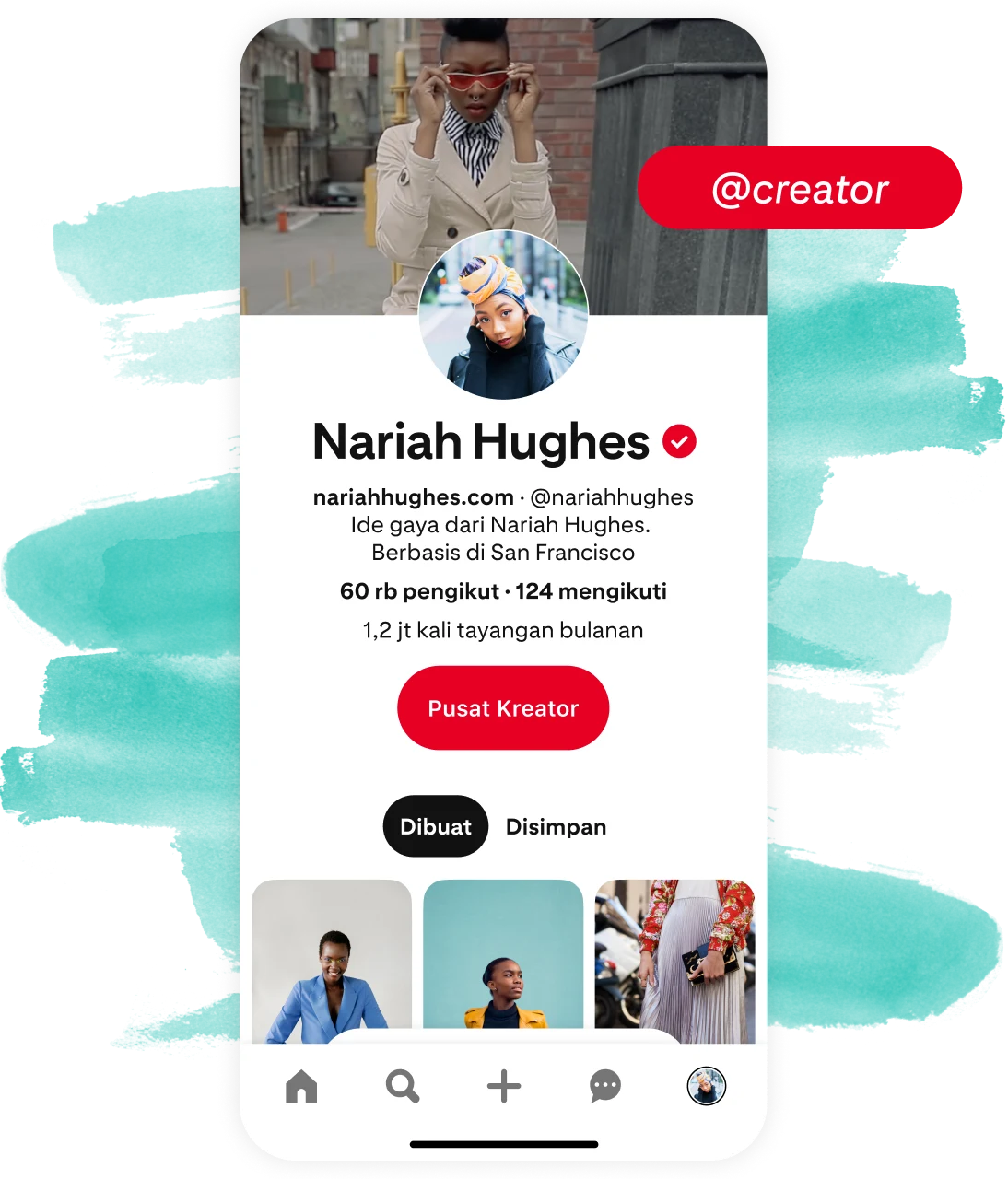 Profil Pinterest Pusat Kreator untuk Nariah Hughes