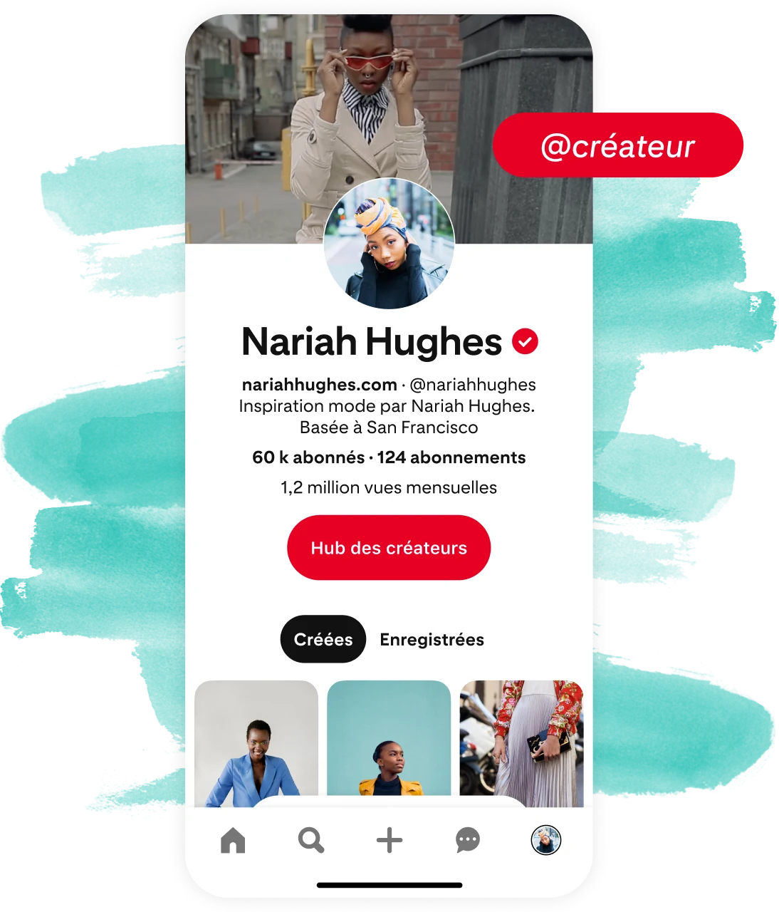 Profil Pinterest de Nariah Hughes dans le Hub des créateurs