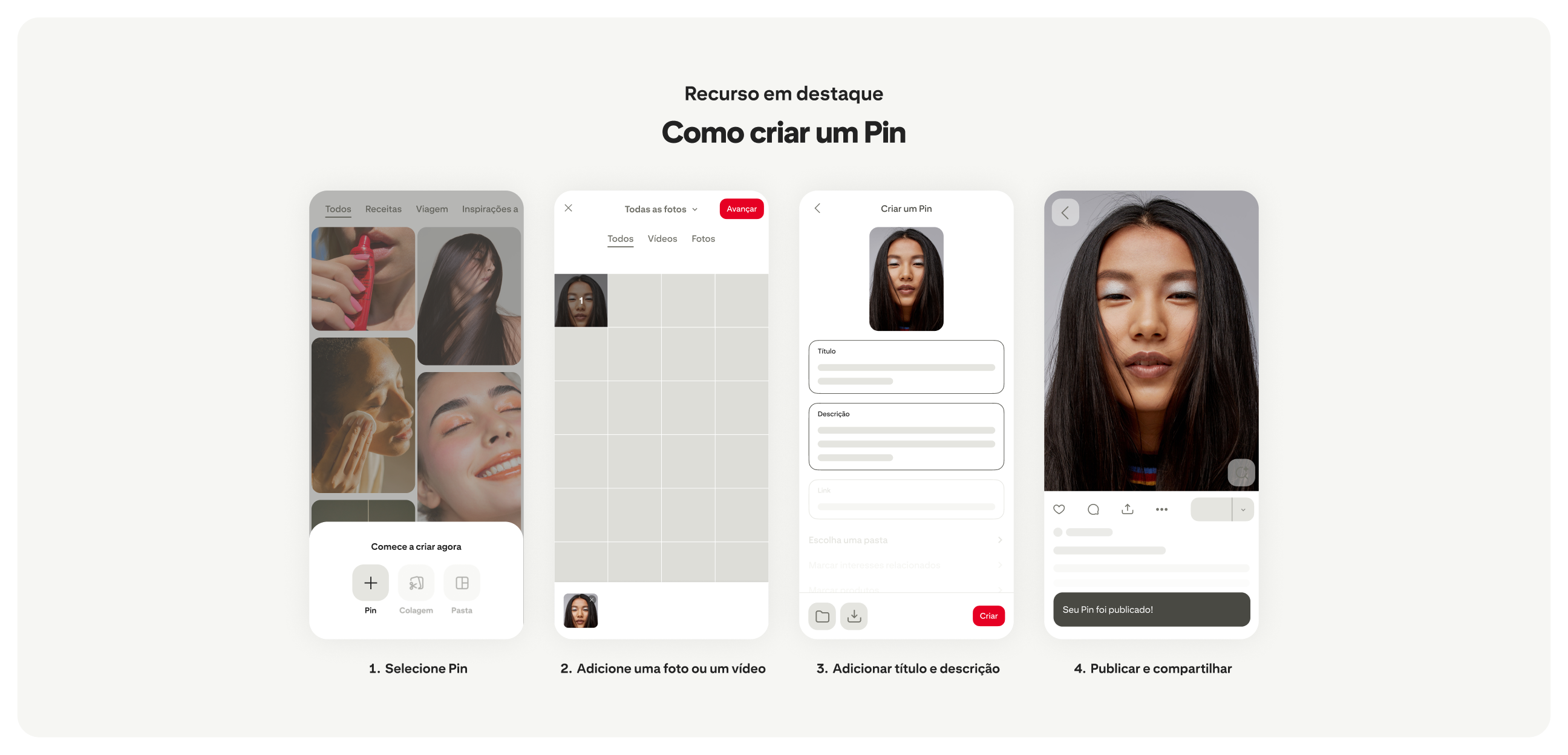Instructions showing the steps to make a Pin on Pinterest