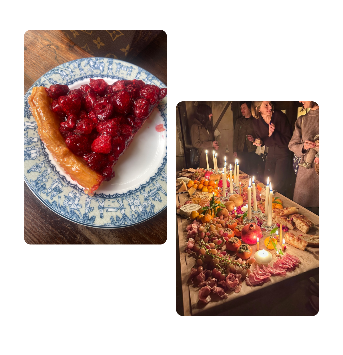 Two pins, cherry pie, extravagant table spread