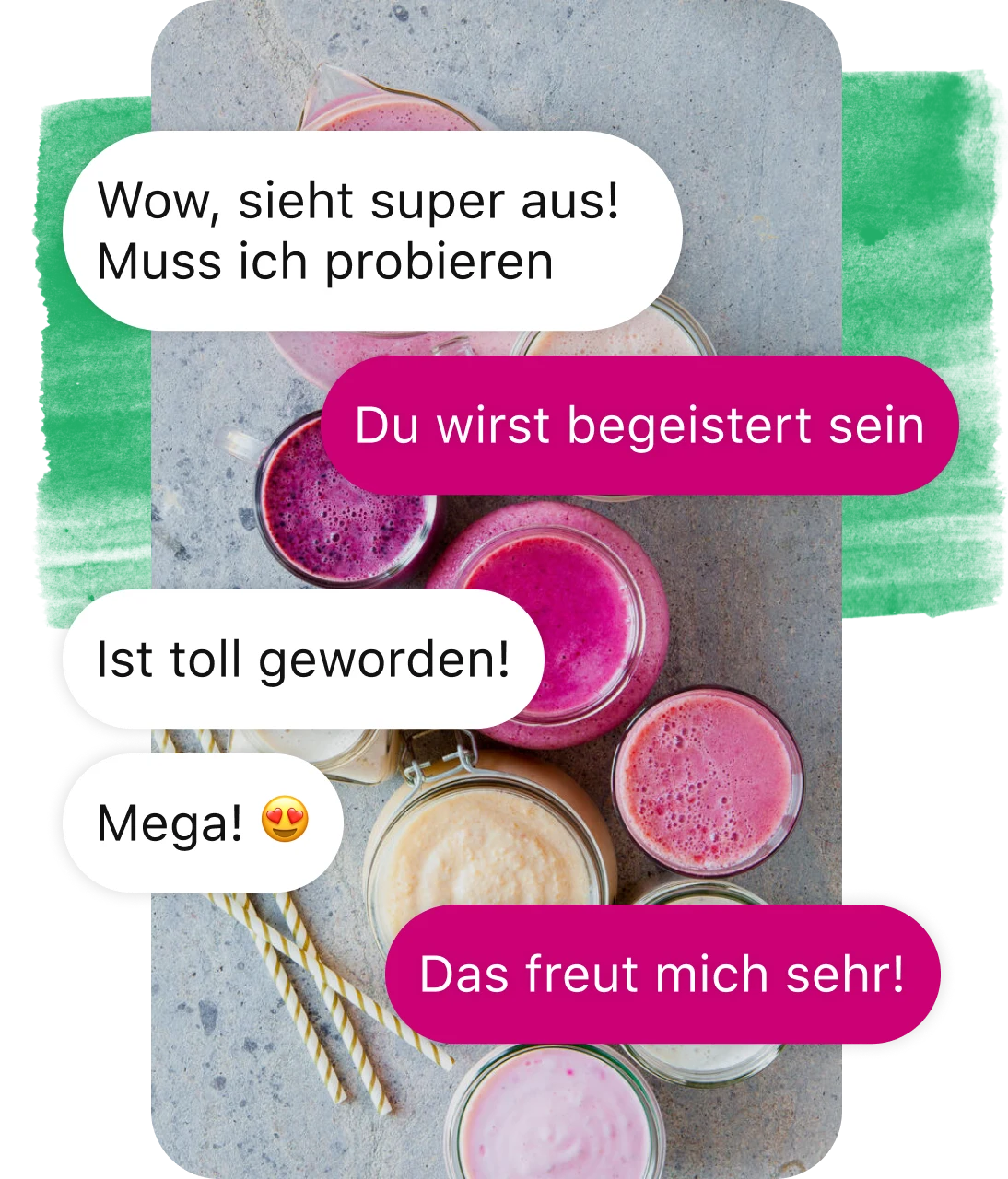 Kommentare und Antworten auf einem Pin mit Saft in Gläsern