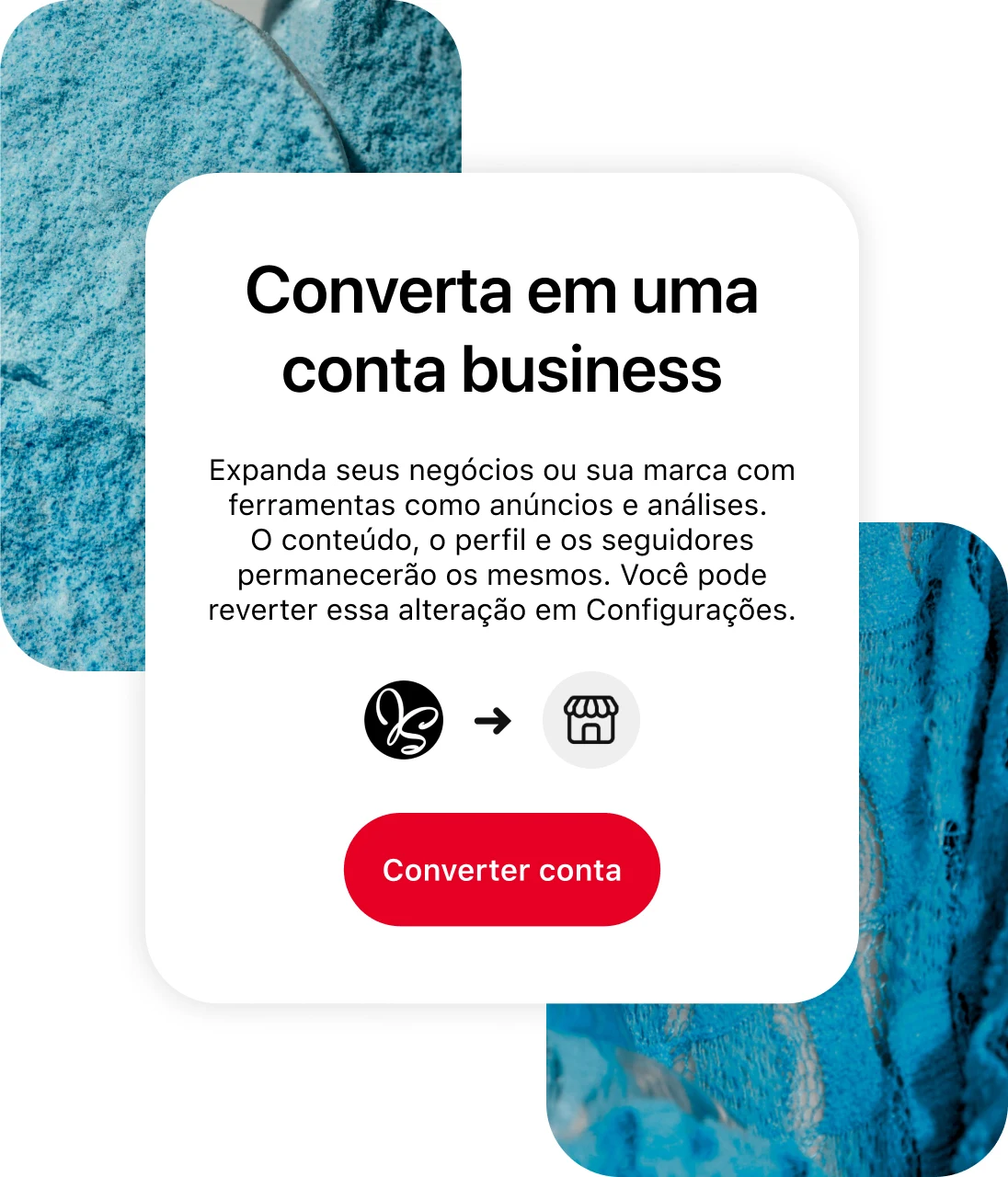 Tela do aplicativo do Pinterest mostra como converter para uma conta business