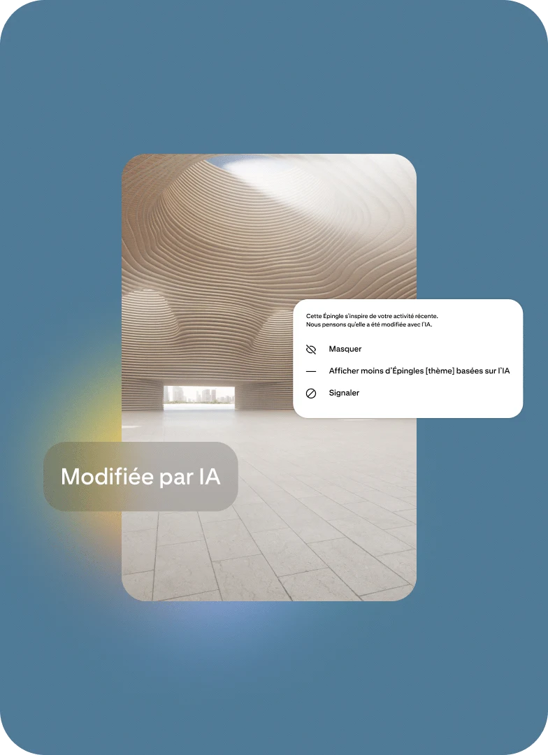 Épingle avec la mention « Modifiée par IA »