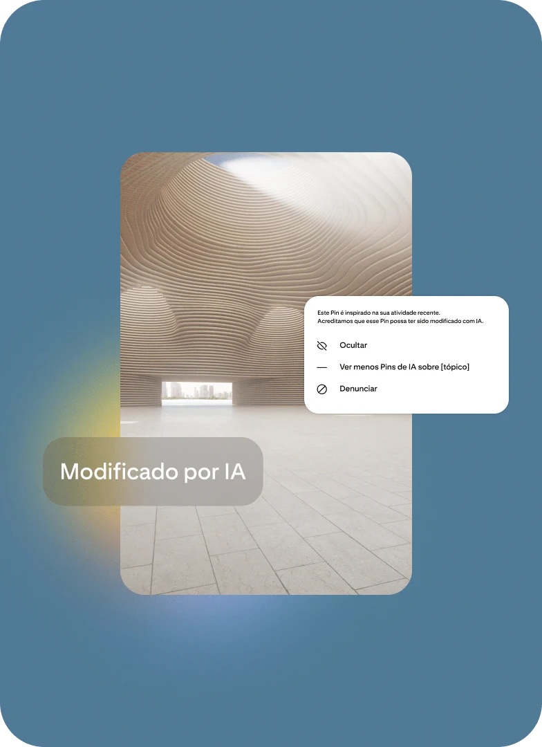 Pin com rótulo "Modificado por IA"
