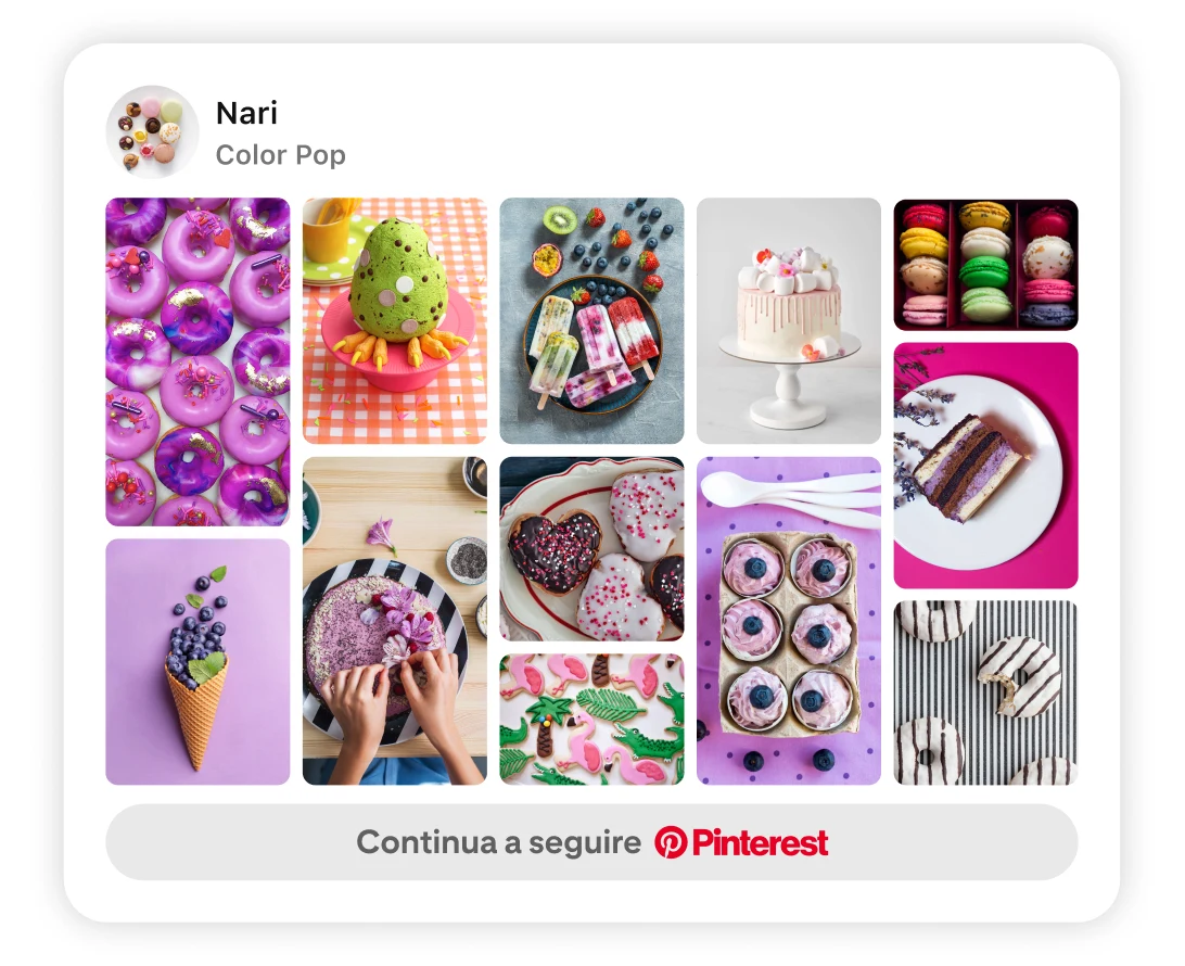 Pin grid of colorful foods with "Follow on Pinterest" button