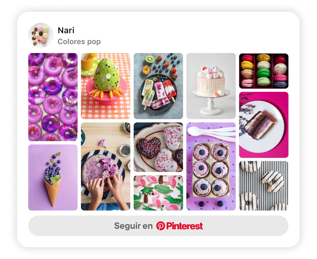 Pin grid of colorful foods with "Follow on Pinterest" button