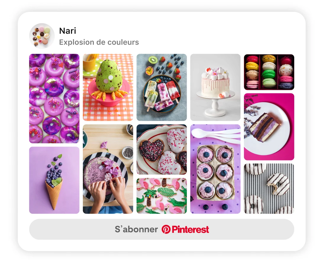 Pin grid of colorful foods with "Follow on Pinterest" button