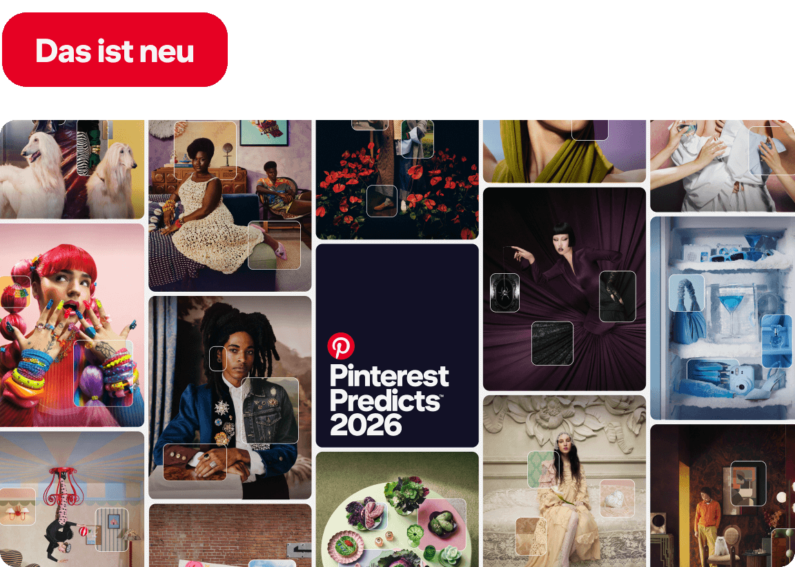 “Pinterest Predicts 2026” preview of trends showing eclectic fashion, food and decor images