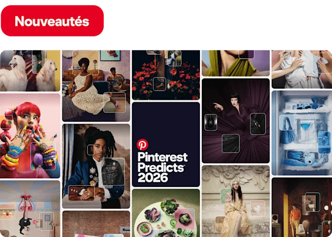 “Pinterest Predicts 2026” preview of trends showing eclectic fashion, food and decor images