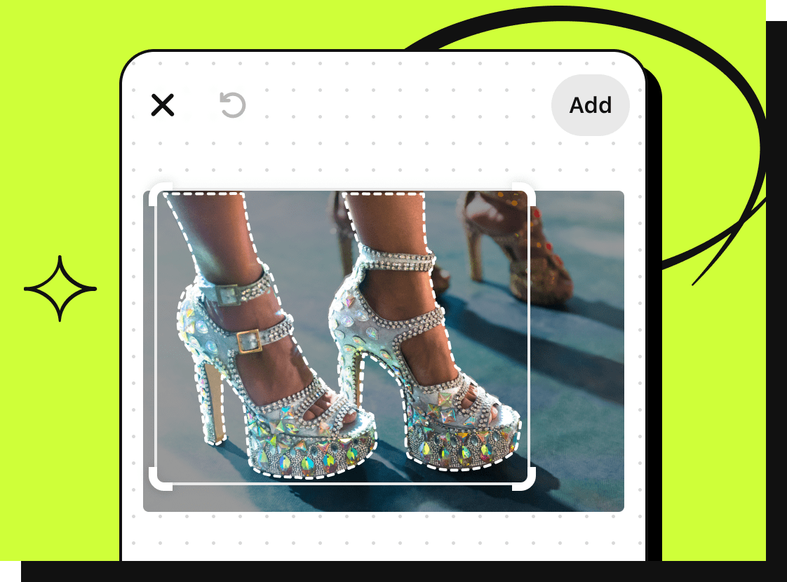 A close-up Pin image of a person wearing silver, bedazzled, strappy high heels with dotted cutout lines around the shoes.
