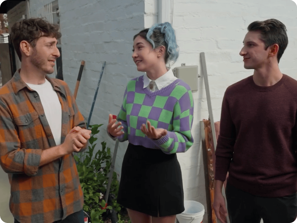 Image of a designer explaining garage transformation on the Bring My Pinterest to Life show