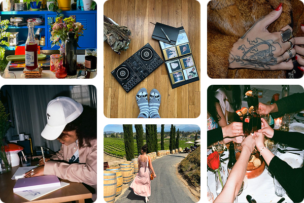 Image of Pinterest creators wearing winter fashions that include head scarves, ties, baseball caps, leopard print sunglasses and faux fur coats