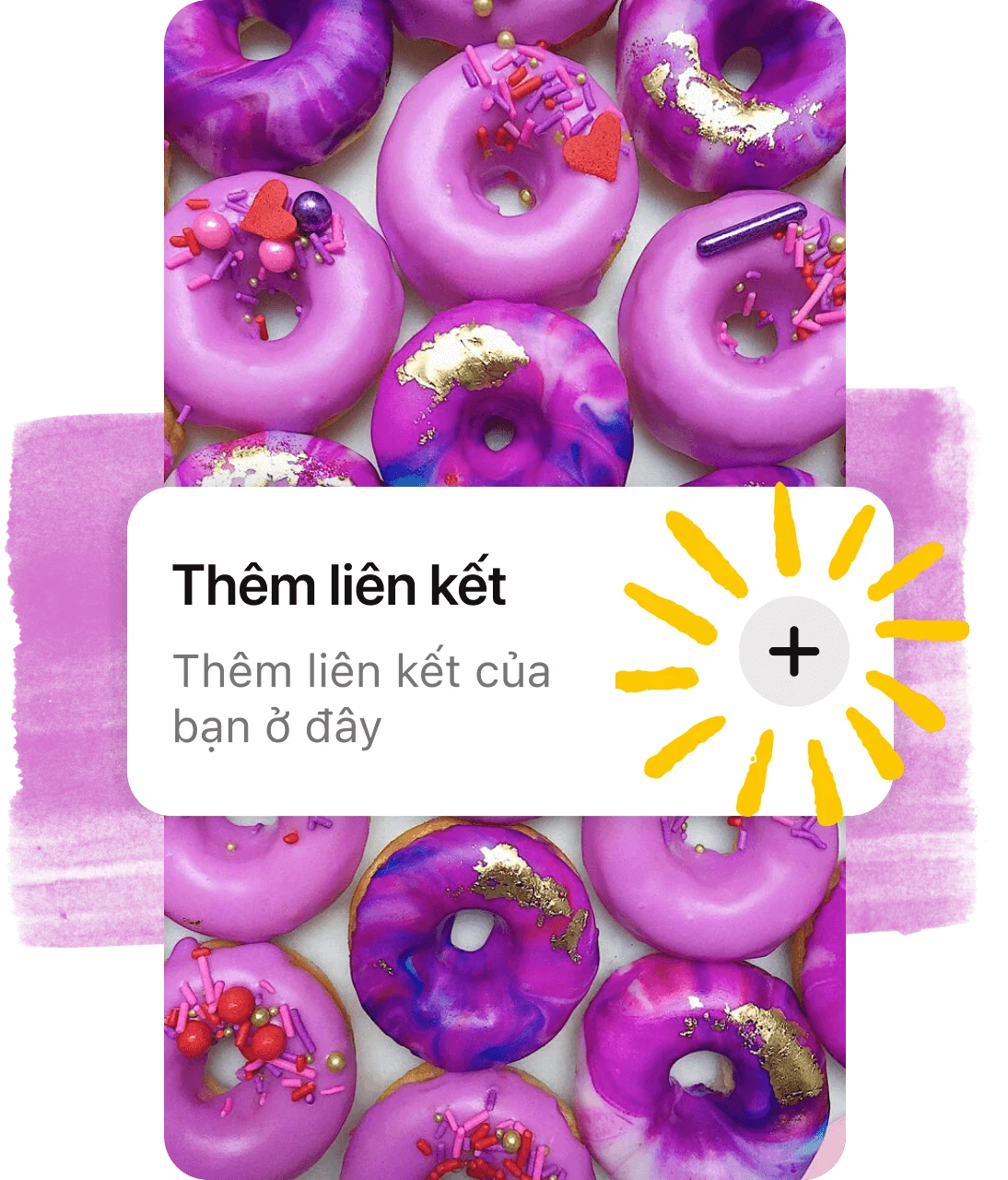 Thêm nút liên kết có lớp phủ là mục ghim hình bánh vòng màu tím