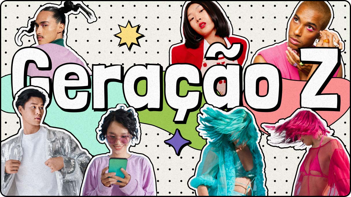 Colagem de criadores de conteúdo da geração Z