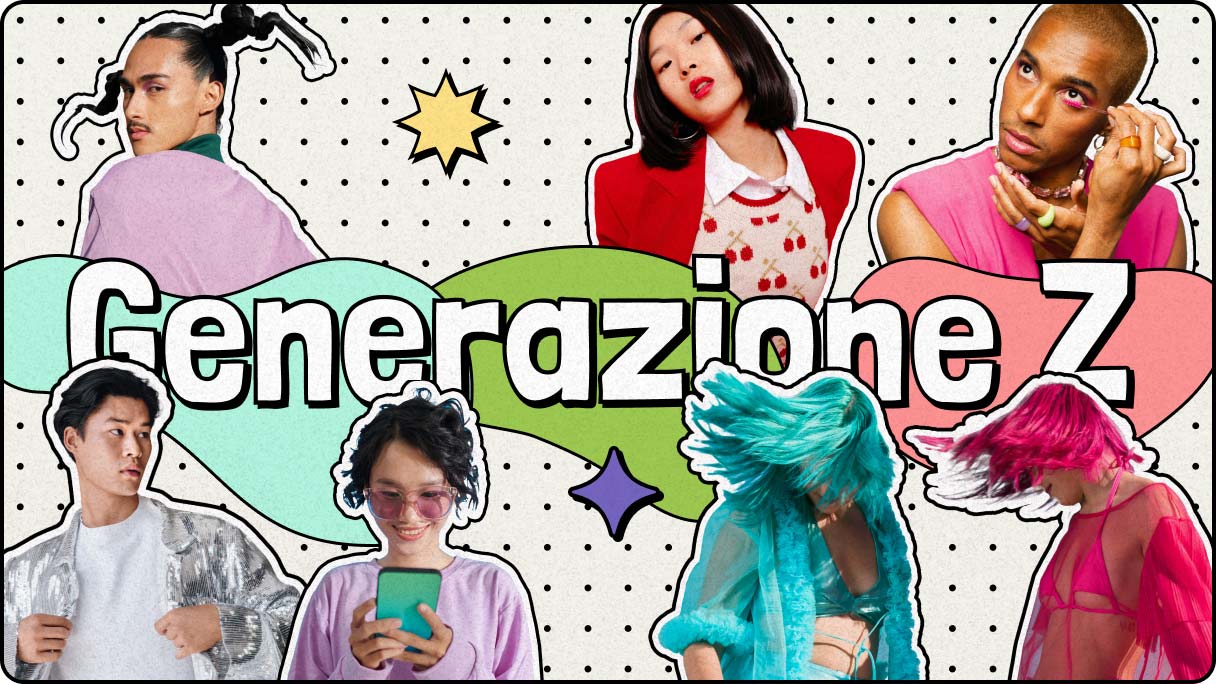 Collage di creator della generazione Z.