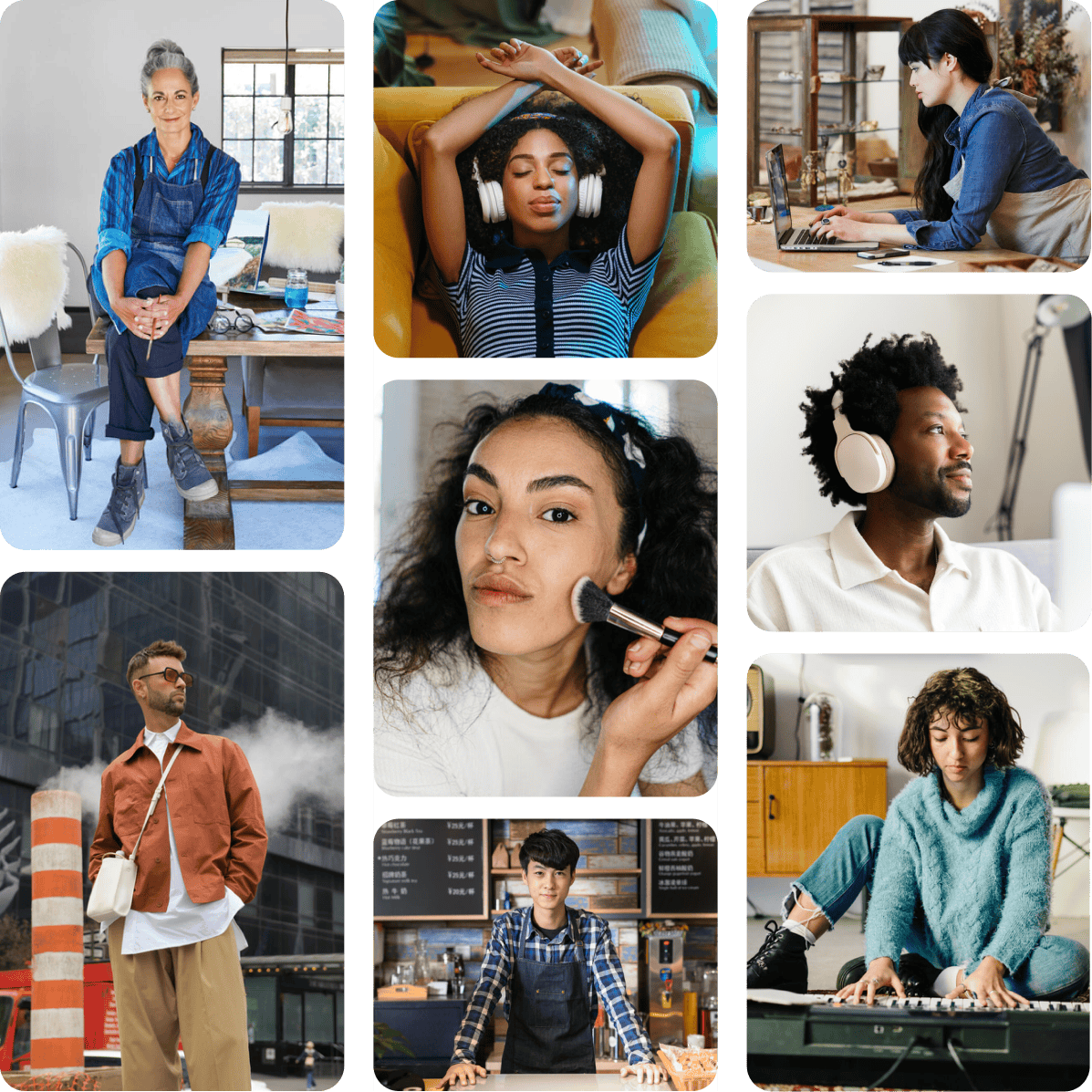 Pin grid of creators