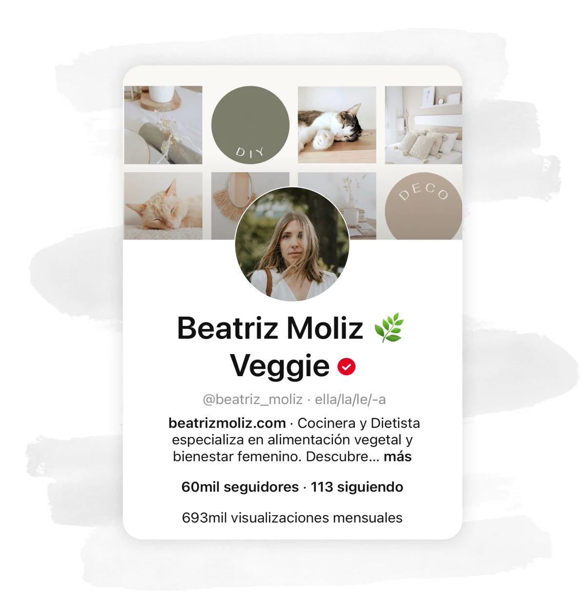 Screenshot of Pinterest profile for Beatriz Moliz