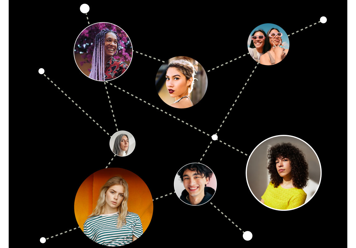 A diverse range of creator profile images