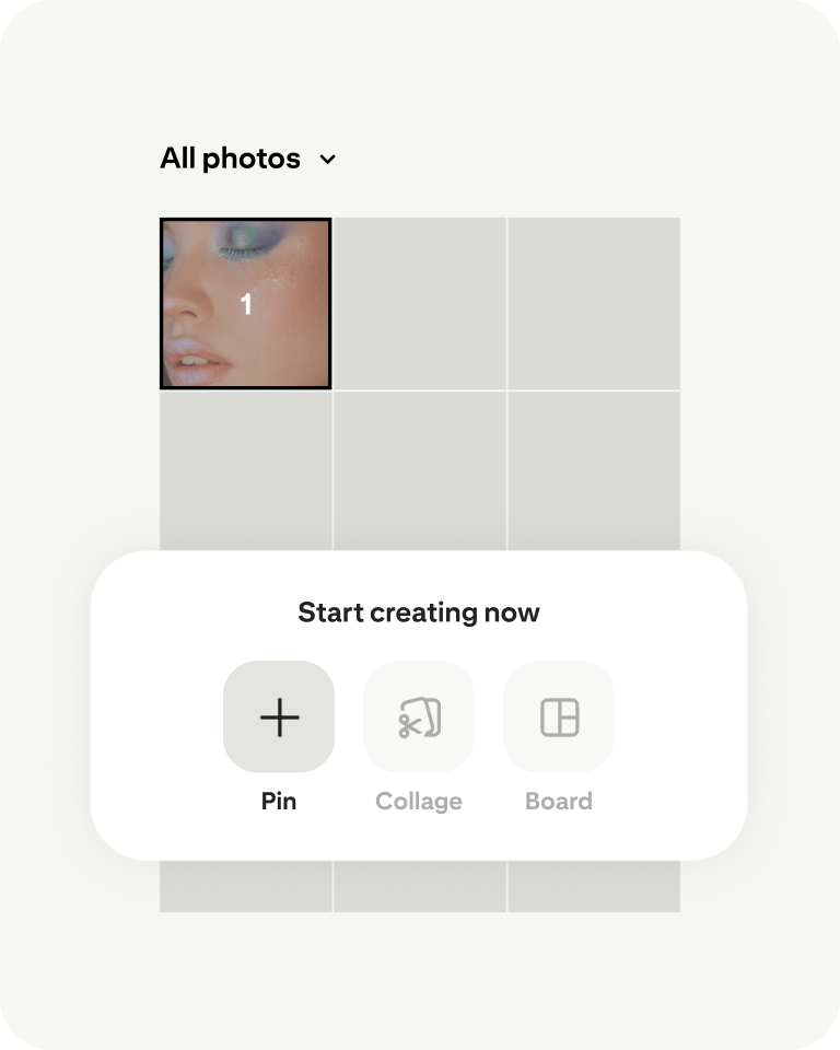 Pinterest app start creating now Pin screen