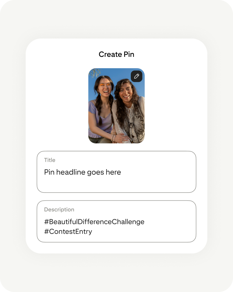 Pinterest app creating Pin screen
