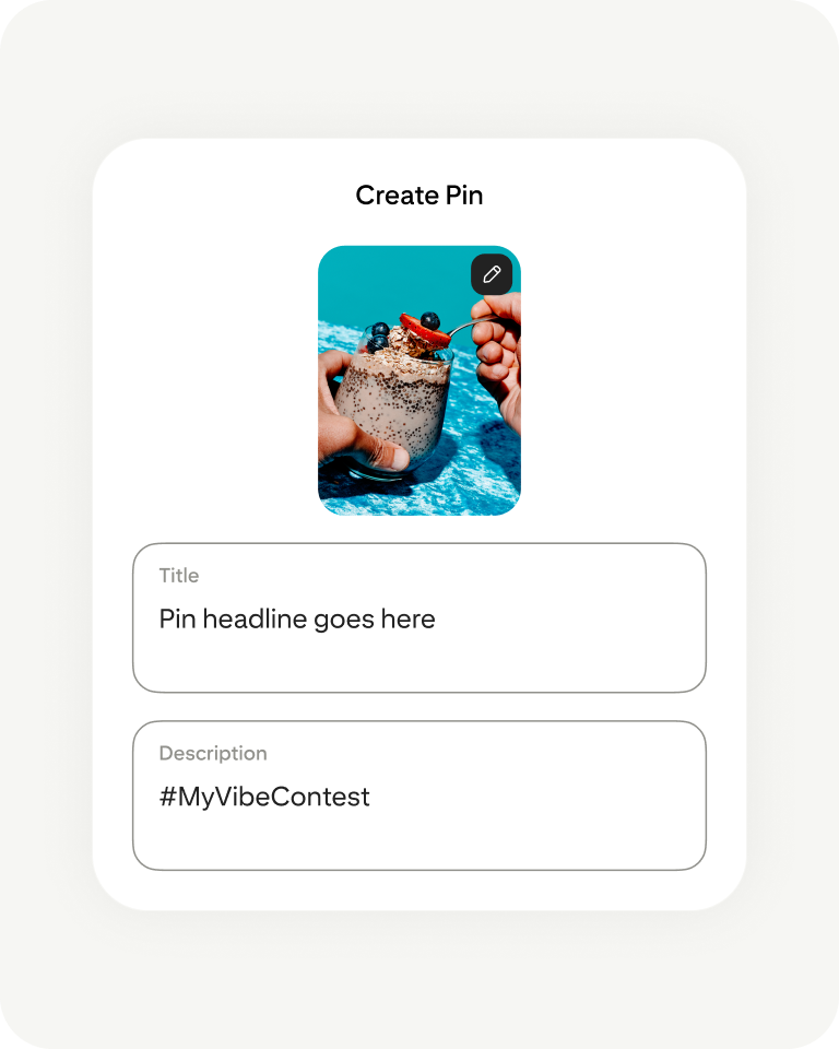 Create Pin screen