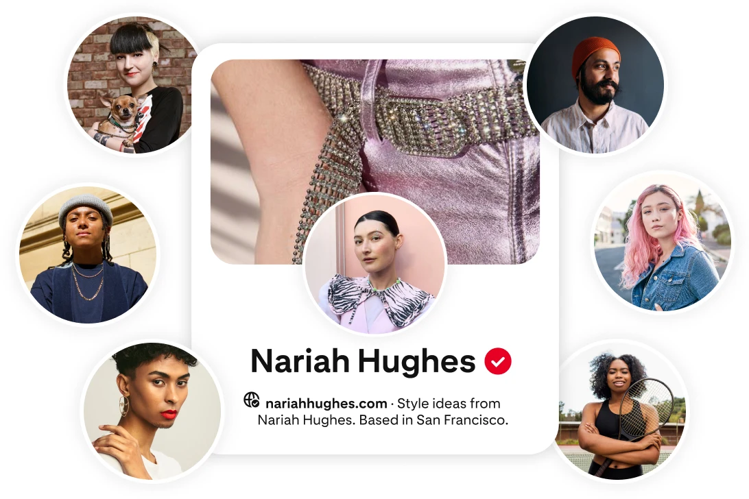 Pinterest profile with audience avatars surrounding it
