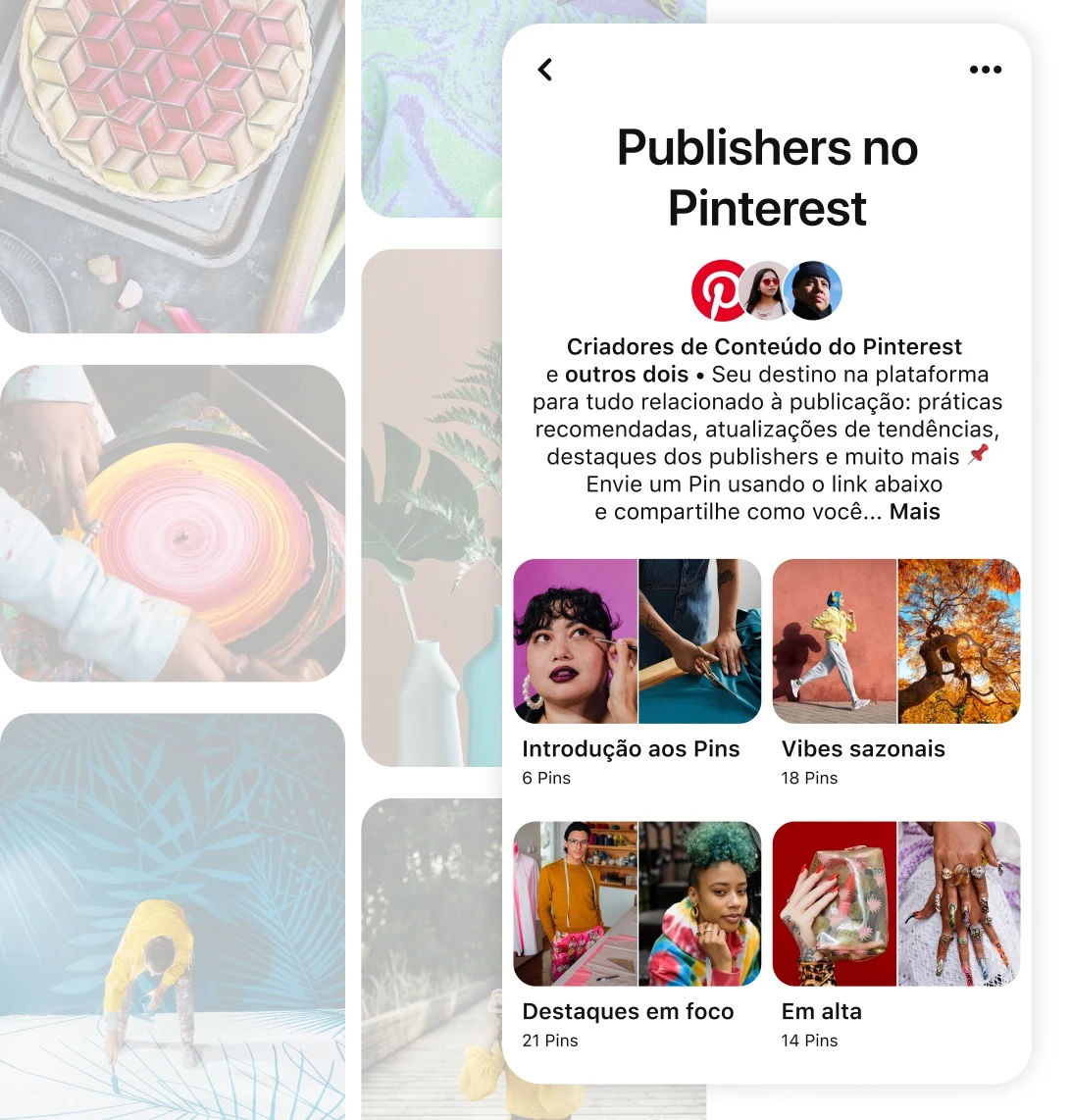 Interface de uma pasta compartilhada do Publishers on Pinterest