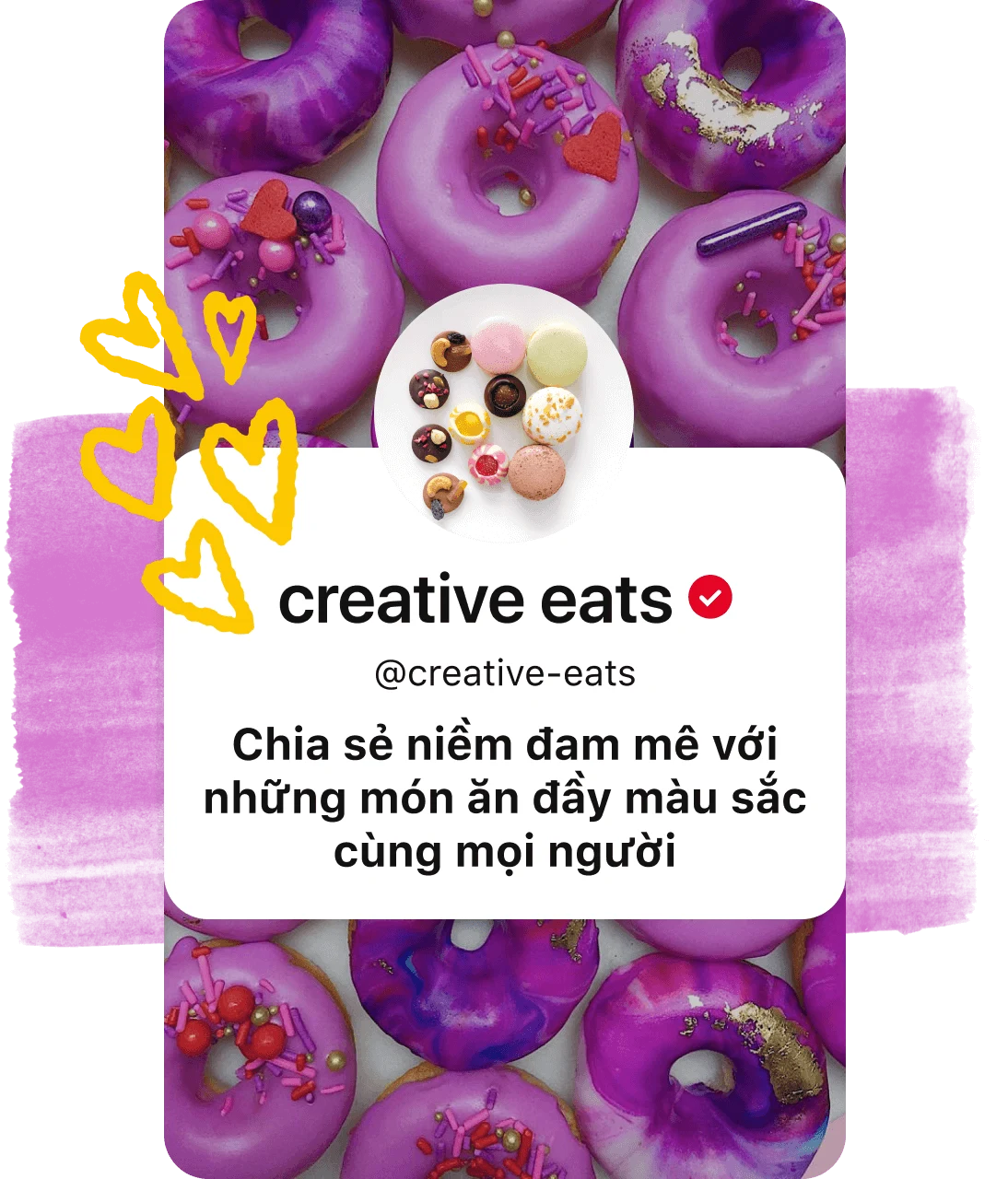 Ảnh chụp nhanh hồ sơ tài khoản có lớp phủ là mục ghim hình bánh vòng màu tím