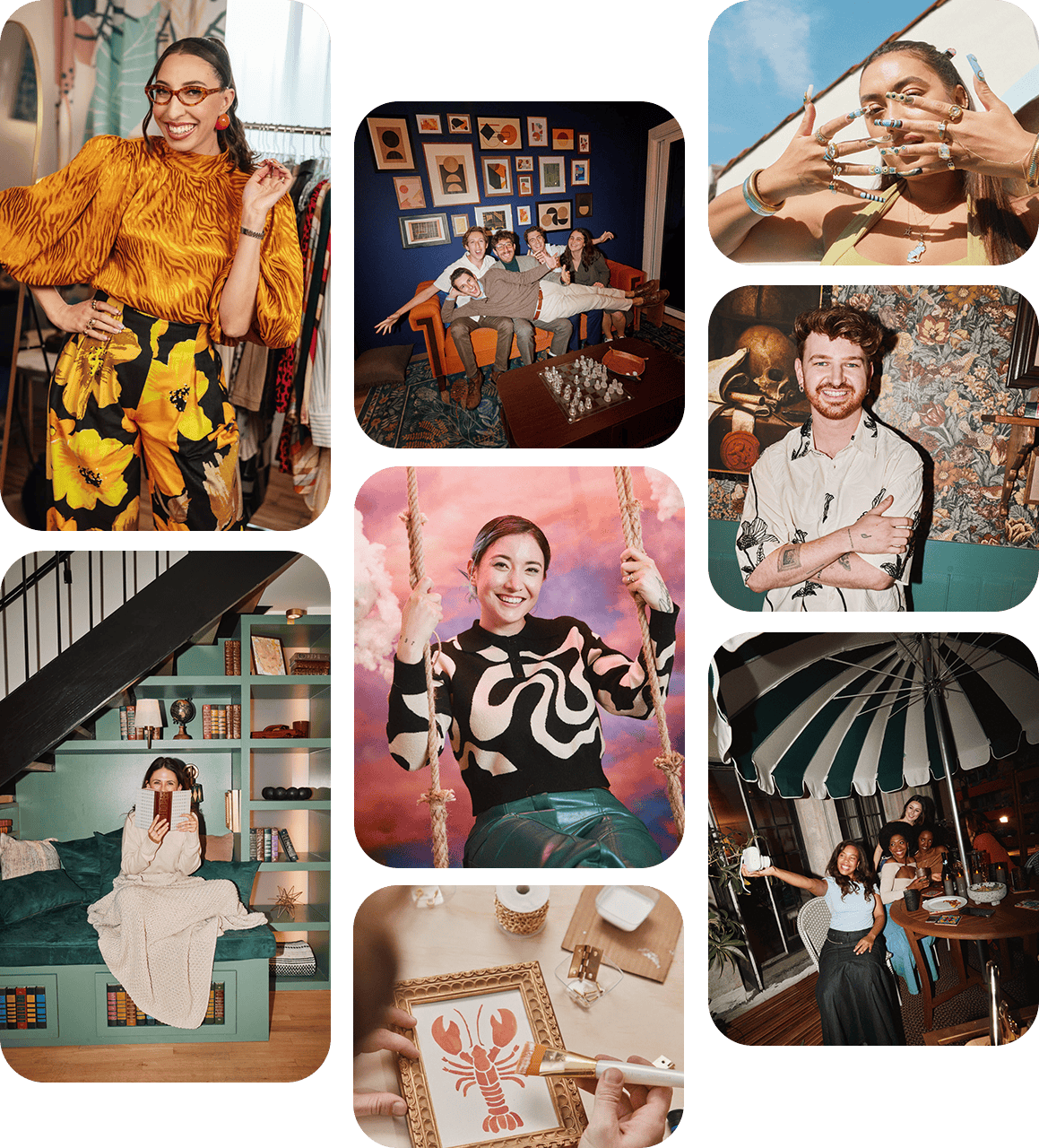 Pin grid of creator images