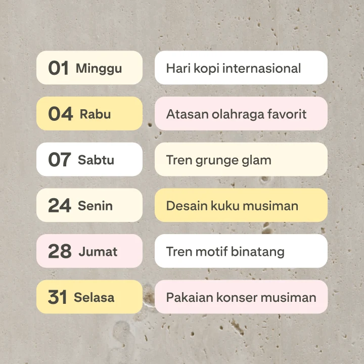 Kalender perencanaan konten