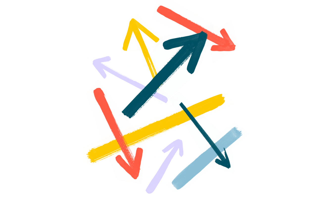 Illustrazione delle frecce che puntano in direzioni diverse