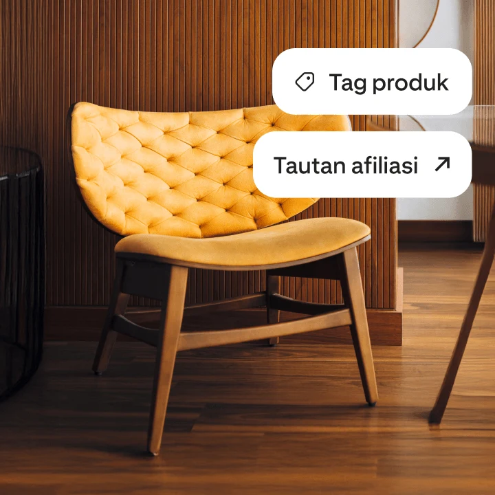 Gambar pin dengan tag produk dan tautan afiliasi