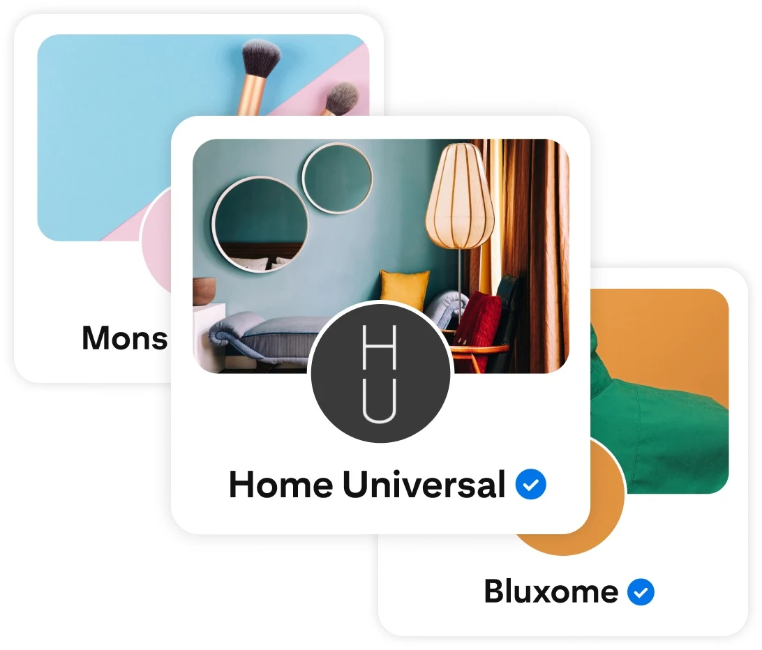 Three profile Pinterest accounts for merchants with Home Universal in front