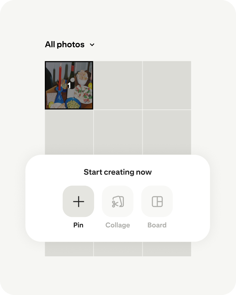Pinterest app start creating now Pin screen