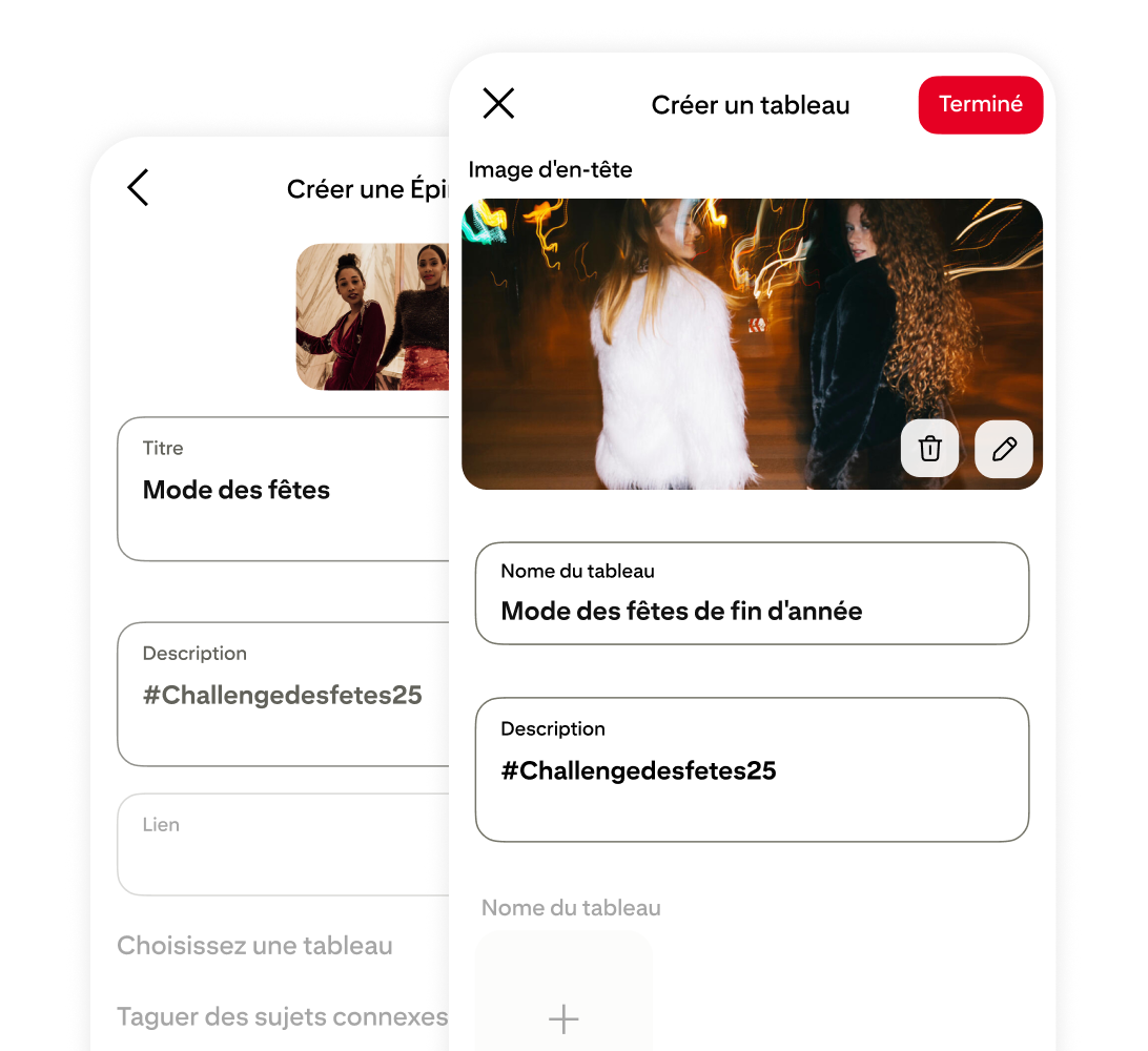 Pinterest app creating Pin screen
